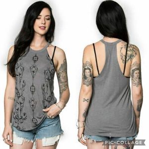 Metal Mulisha Gray Glam Halter Tank (L)